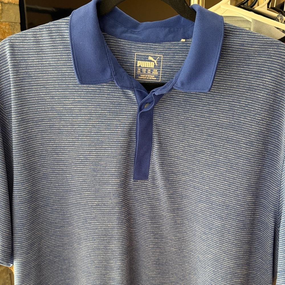 Puma Men’s Blue Micro-Striped Polo